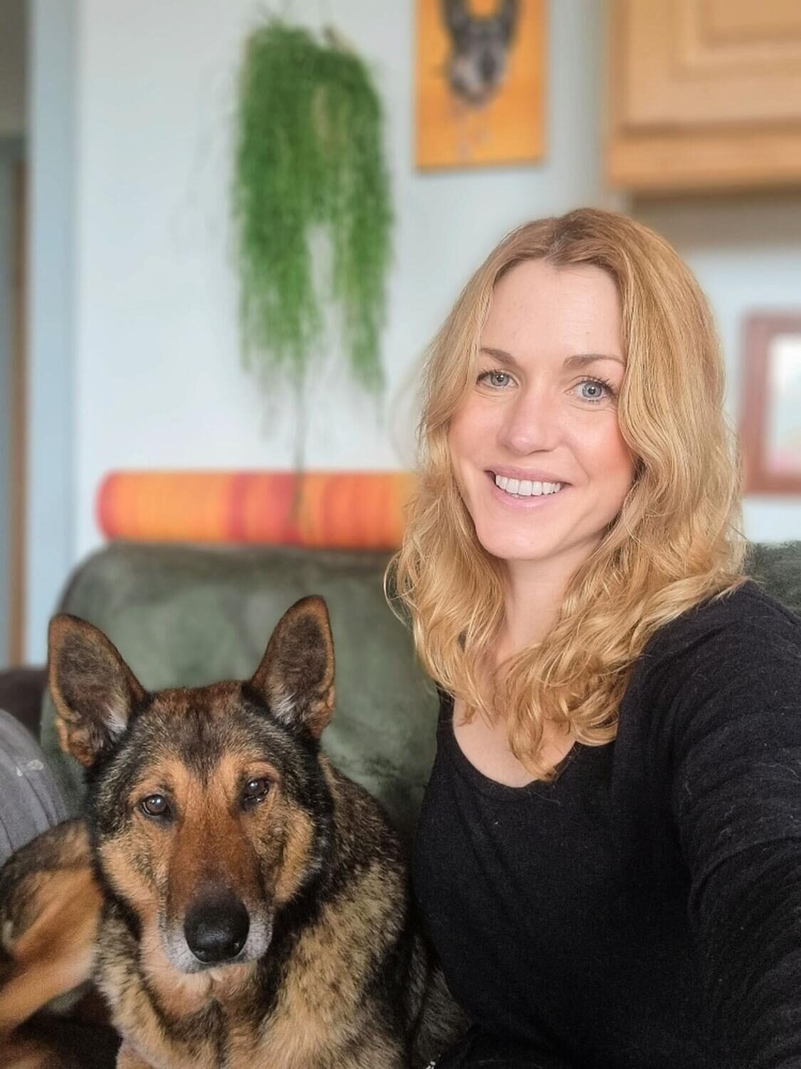Catherine Griffin with her dog
